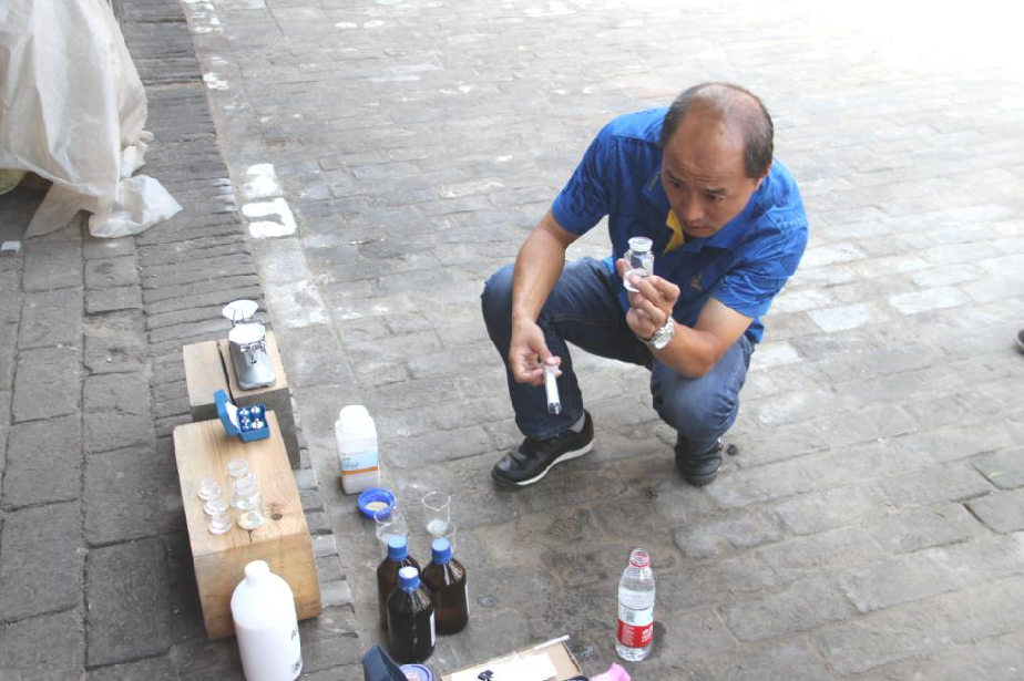 汾阳太符观现场修复材料筛选实验